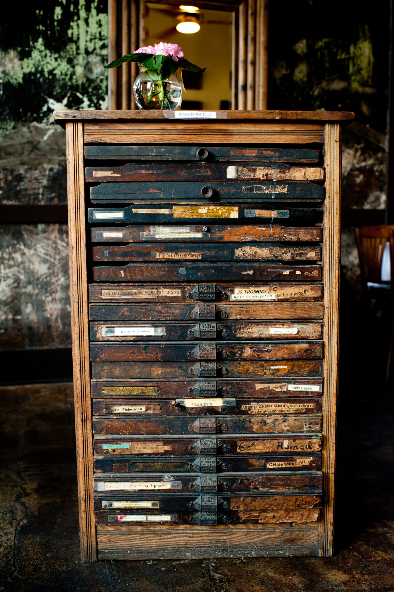 An antique, wooden rack